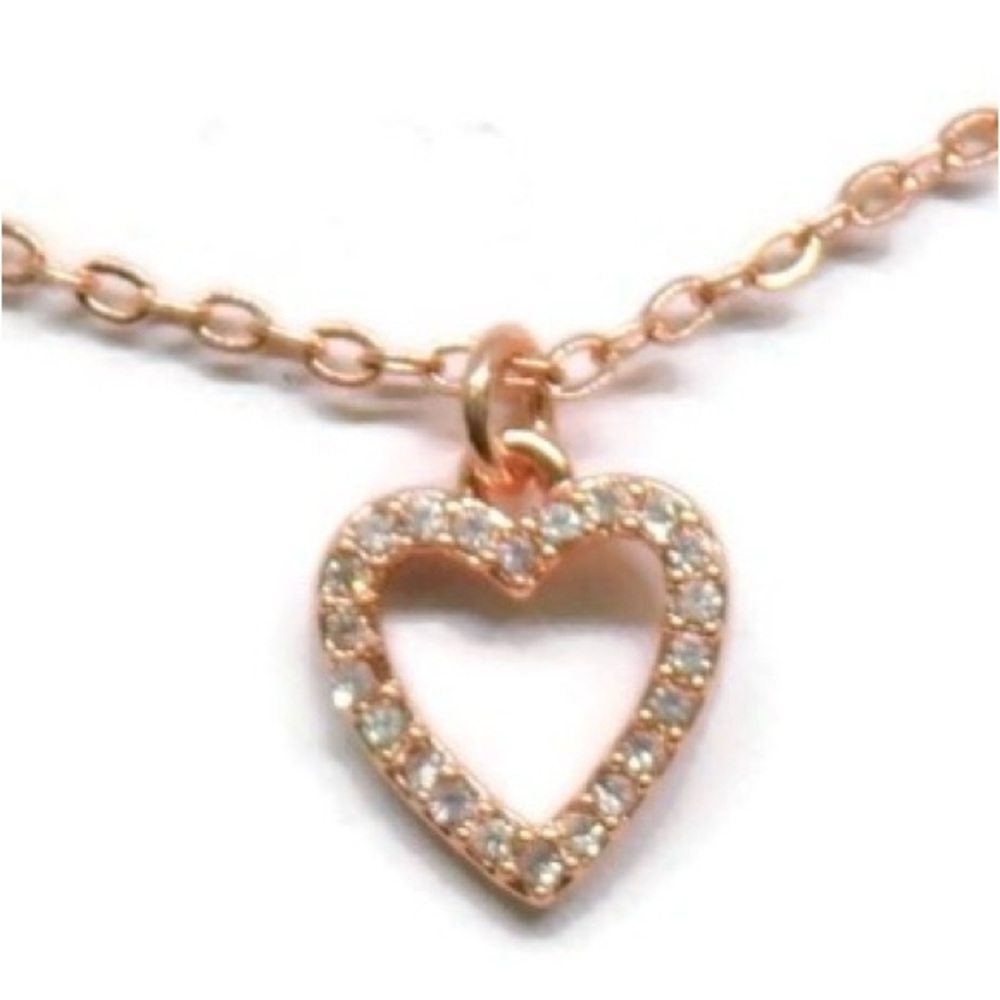 Rose Gold Heart Pendant Necklace 16” chain Like New
